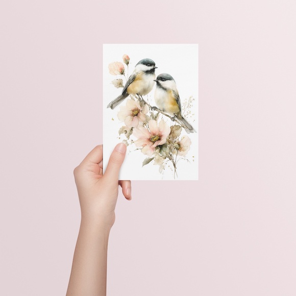 Watercolor Chickadee Bird Portrait Wall Art Print, Unframed - Charming Nature - Picture 5 of 7